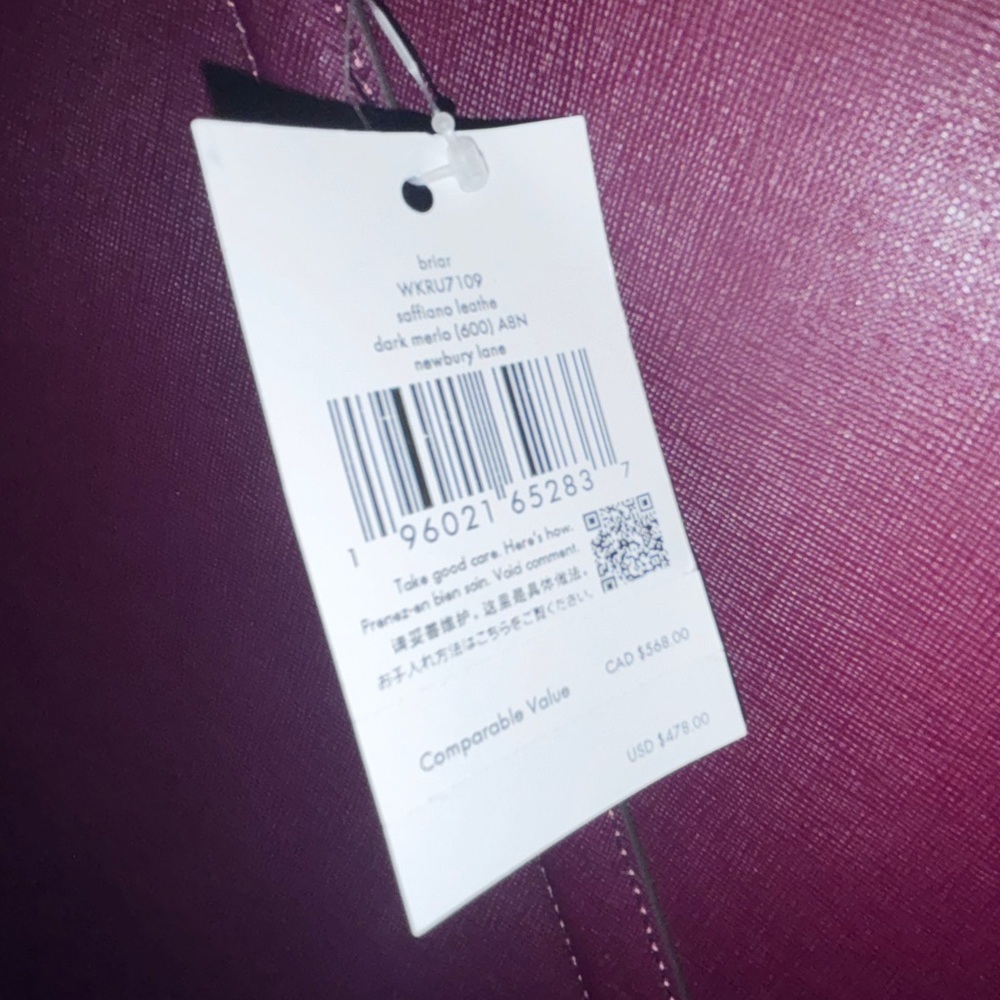 NWT Kate Spade Plum Tote Saffiano Tote Bag - Picture 5 of 6